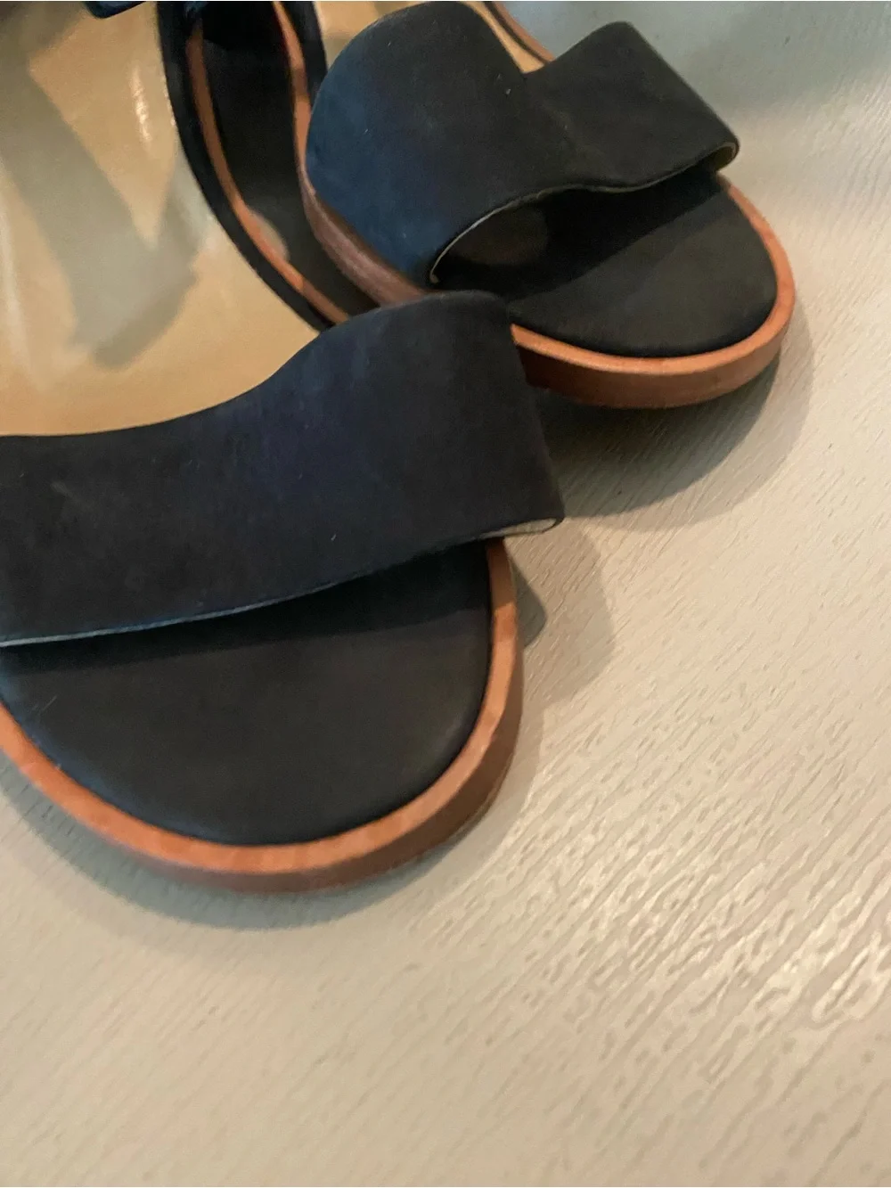 COS Black Suede Women's Low Heeled Sandals open toe ankle strap euro 41 us 10